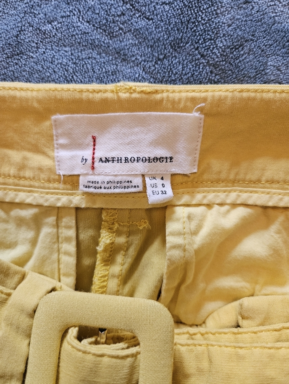 Anthropologie Yellow Belted Wide-Leg Pants - Picture 5 of 5
